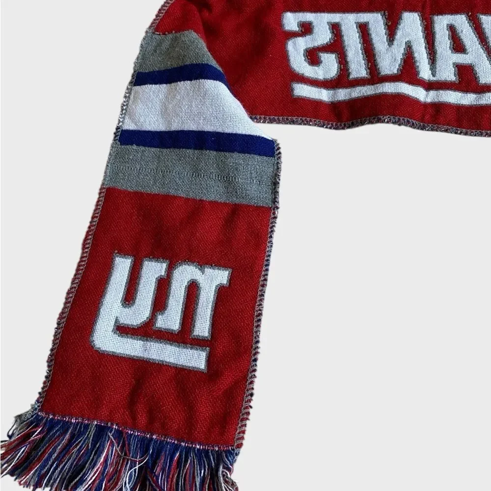 Foco New York Giants Football NFL Scarf Grey Red Blue Fringed Unisex Cozy Preppy